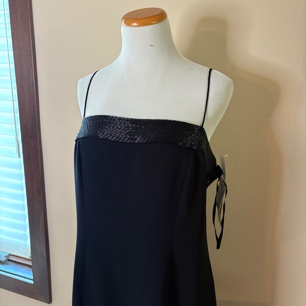 Jones New York NWT Square Neck Beaded Black Dress Party Formal  Size 16 - Picture 3 of 8